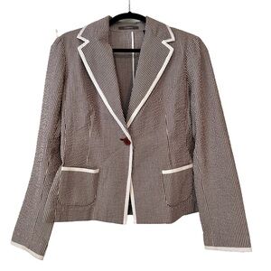 Liz Claiborne Striped Seersucker Pattern Blazer Womens Size 10